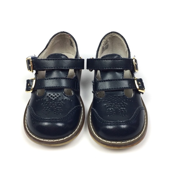 FootMates Other - Footmates Navy Blue Leather Double T-Strap Shoes